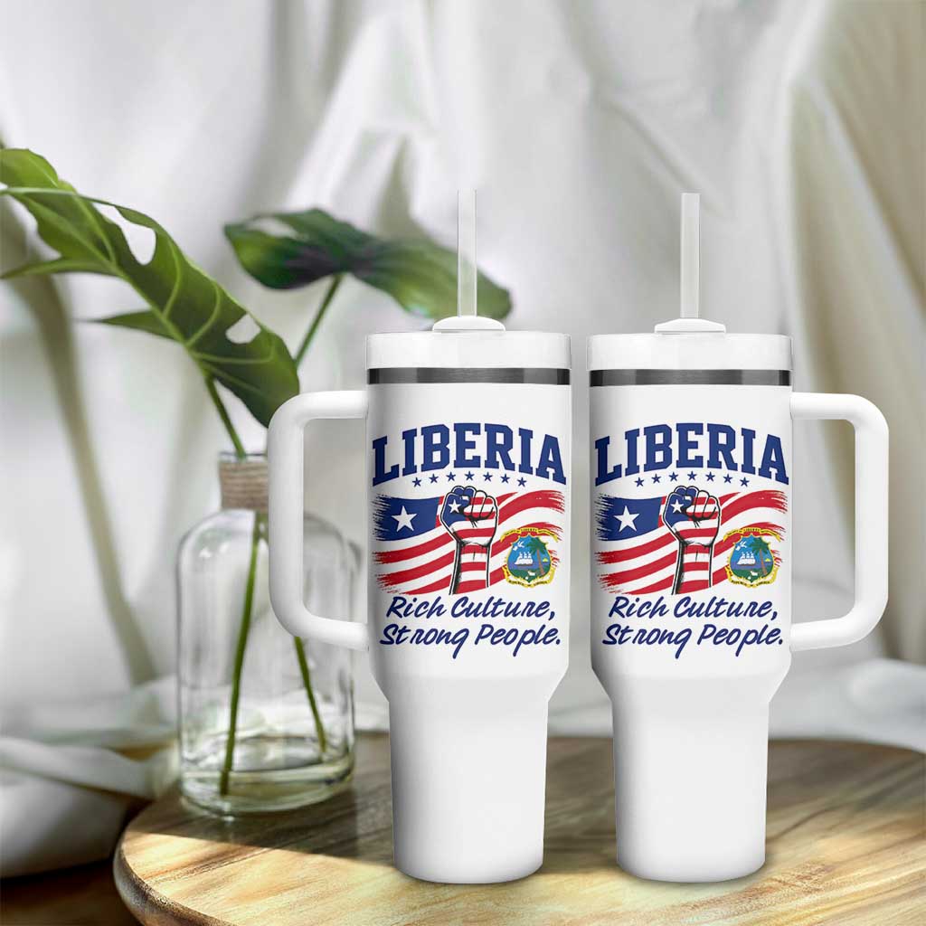 Liberia Rich Culture Strong People Patriotic Tumbler With Handle Liberian Flag Fist Coat Of Arms Heritage Pride