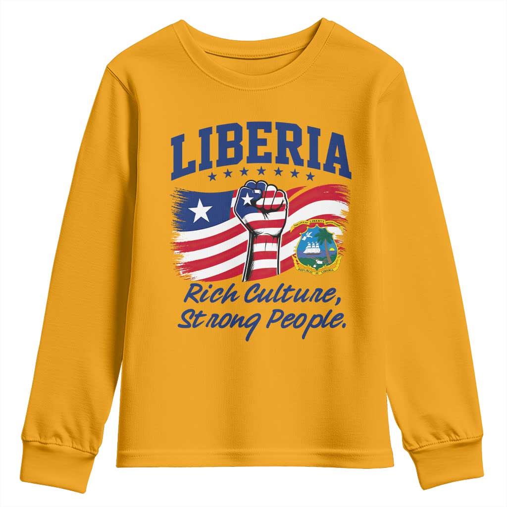 Liberia Rich Culture Strong People Patriotic Youth Sweatshirt Liberian Flag Fist Coat Of Arms Heritage Pride