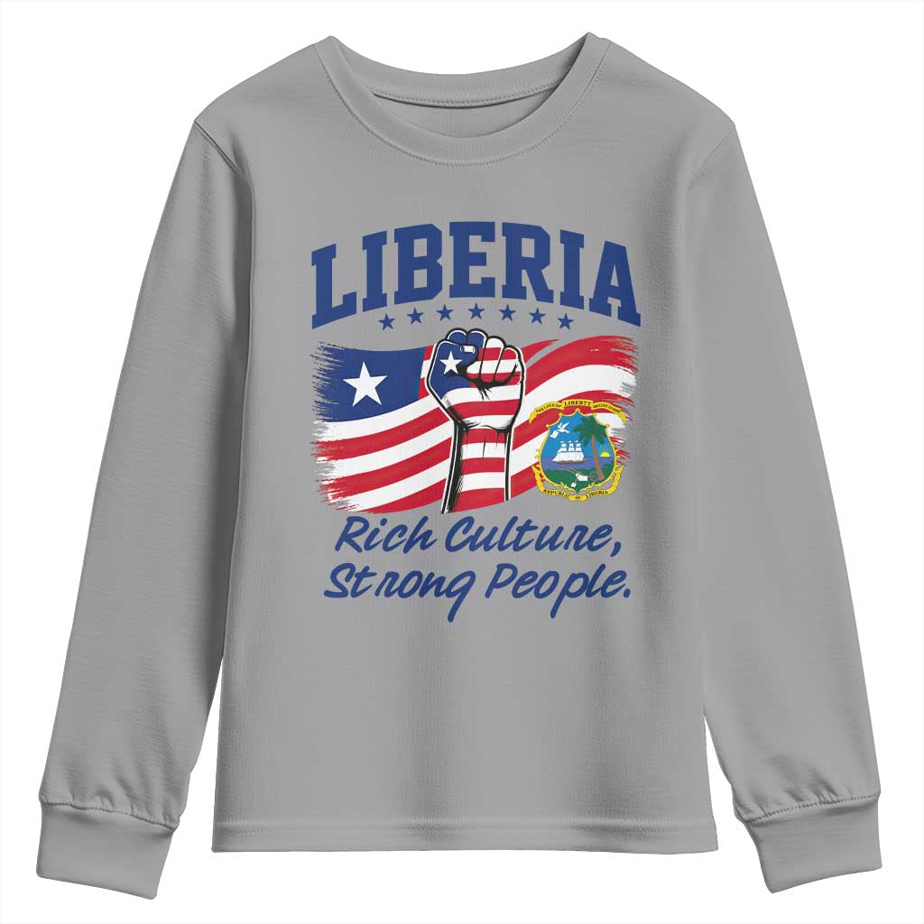 Liberia Rich Culture Strong People Patriotic Youth Sweatshirt Liberian Flag Fist Coat Of Arms Heritage Pride