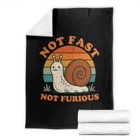 Funny Snail Introvert Slow Living Throw Blanket Not Fast Not Furious Retro Sunset