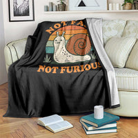 Funny Snail Introvert Slow Living Throw Blanket Not Fast Not Furious Retro Sunset