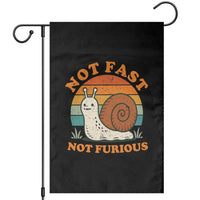 Funny Snail Introvert Slow Living Garden Flag Not Fast Not Furious Retro Sunset