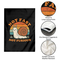 Funny Snail Introvert Slow Living Garden Flag Not Fast Not Furious Retro Sunset