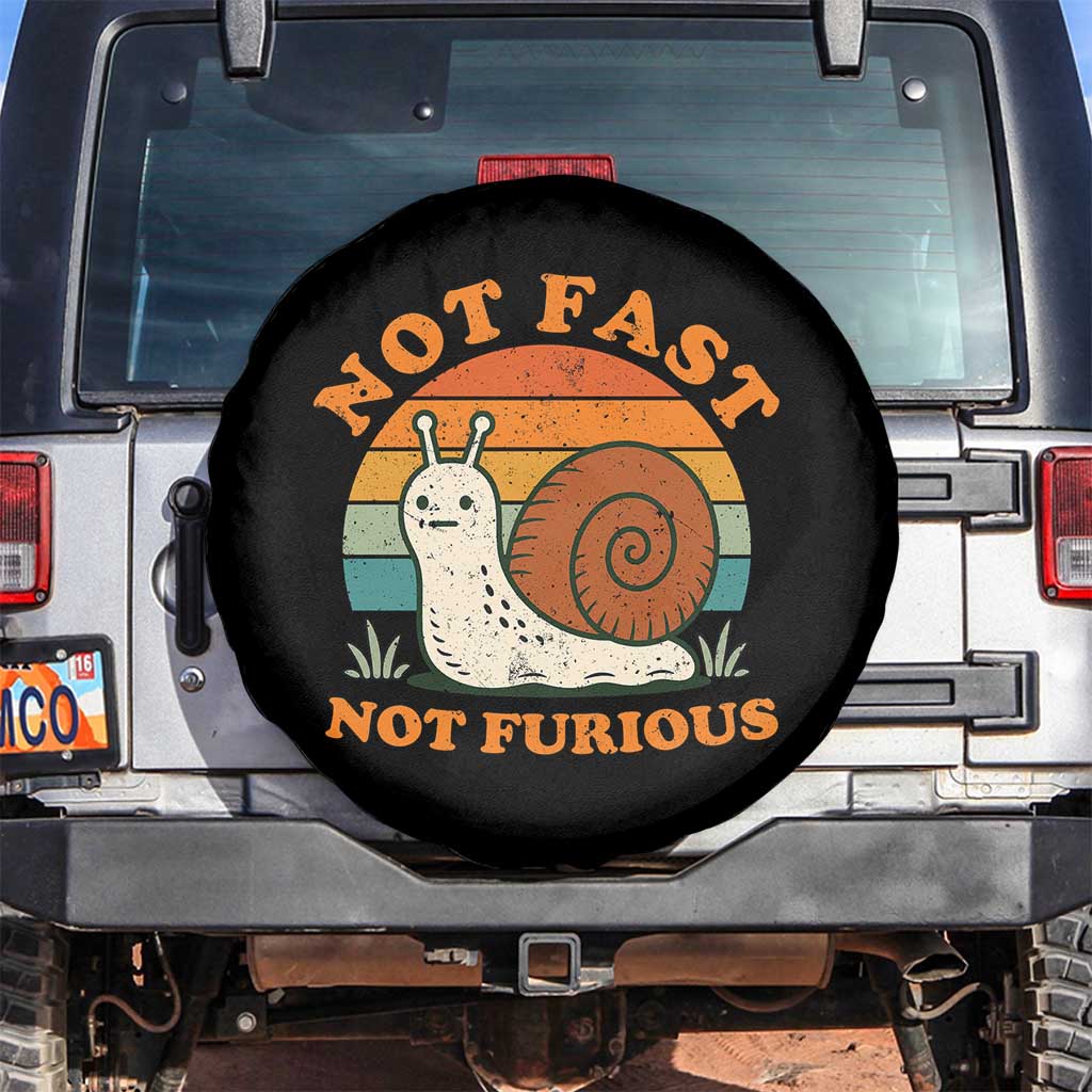 Funny Snail Introvert Slow Living Spare Tire Cover Not Fast Not Furious Retro Sunset