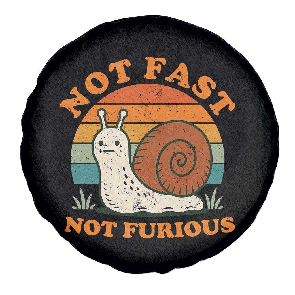 Funny Snail Introvert Slow Living Spare Tire Cover Not Fast Not Furious Retro Sunset