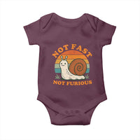 Funny Snail Introvert Slow Living Baby Onesie Not Fast Not Furious Retro Sunset