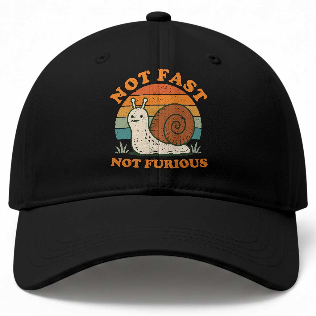 Funny Snail Introvert Slow Living Baseball Cap Not Fast Not Furious Retro Sunset