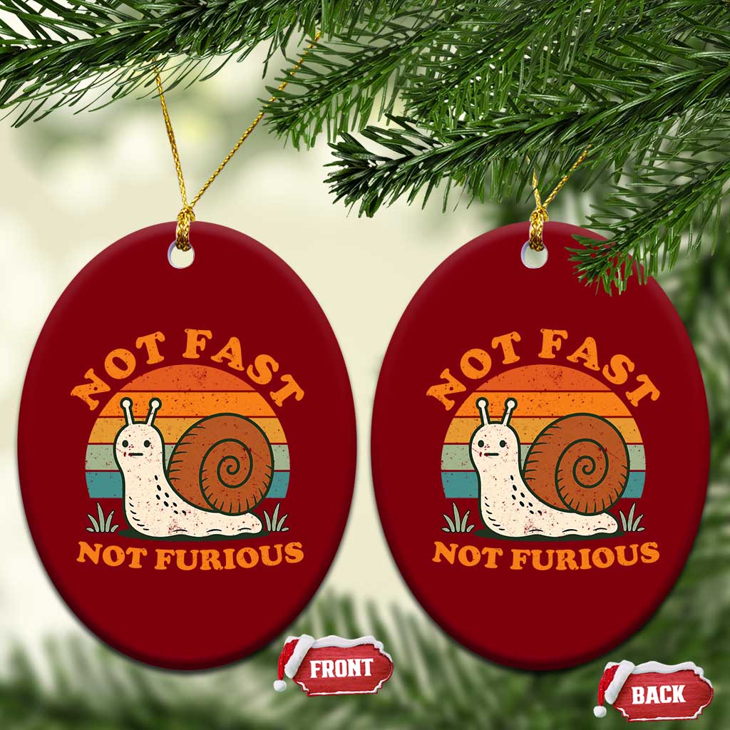 Funny Snail Introvert Slow Living Ceramic Ornament Not Fast Not Furious Retro Sunset