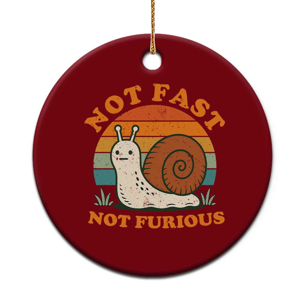 Funny Snail Introvert Slow Living Ceramic Ornament Not Fast Not Furious Retro Sunset