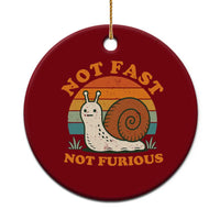 Funny Snail Introvert Slow Living Ceramic Ornament Not Fast Not Furious Retro Sunset