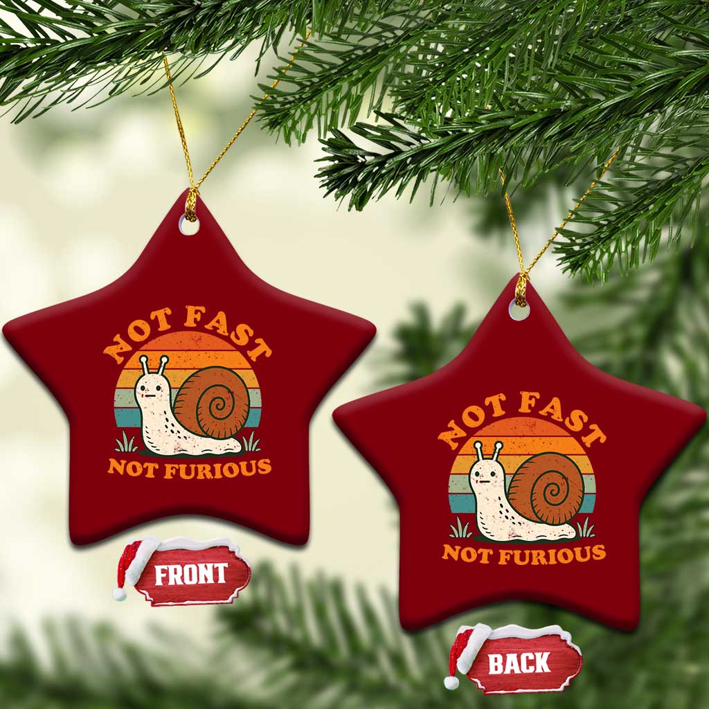 Funny Snail Introvert Slow Living Ceramic Ornament Not Fast Not Furious Retro Sunset