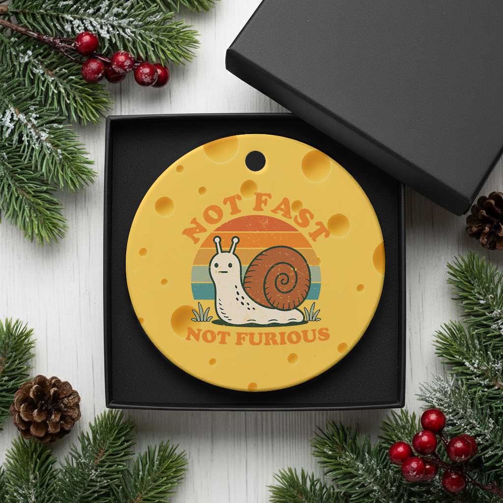 Funny Snail Introvert Slow Living Ceramic Ornament Not Fast Not Furious Retro Sunset