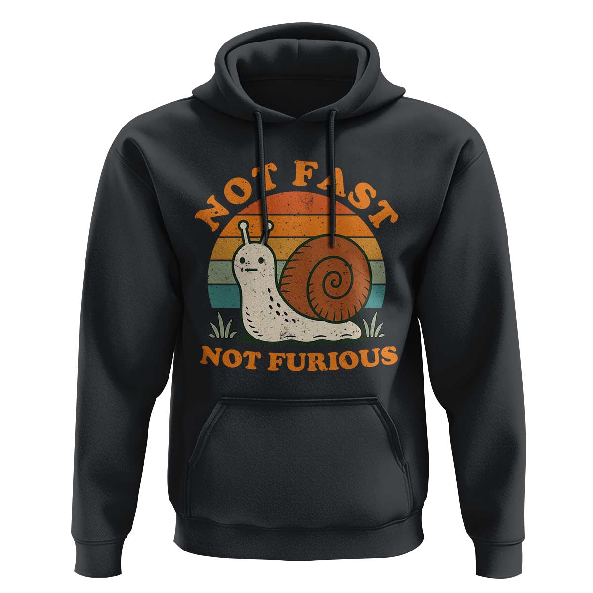 Funny Snail Introvert Slow Living Hoodie Not Fast Not Furious Retro Sunset