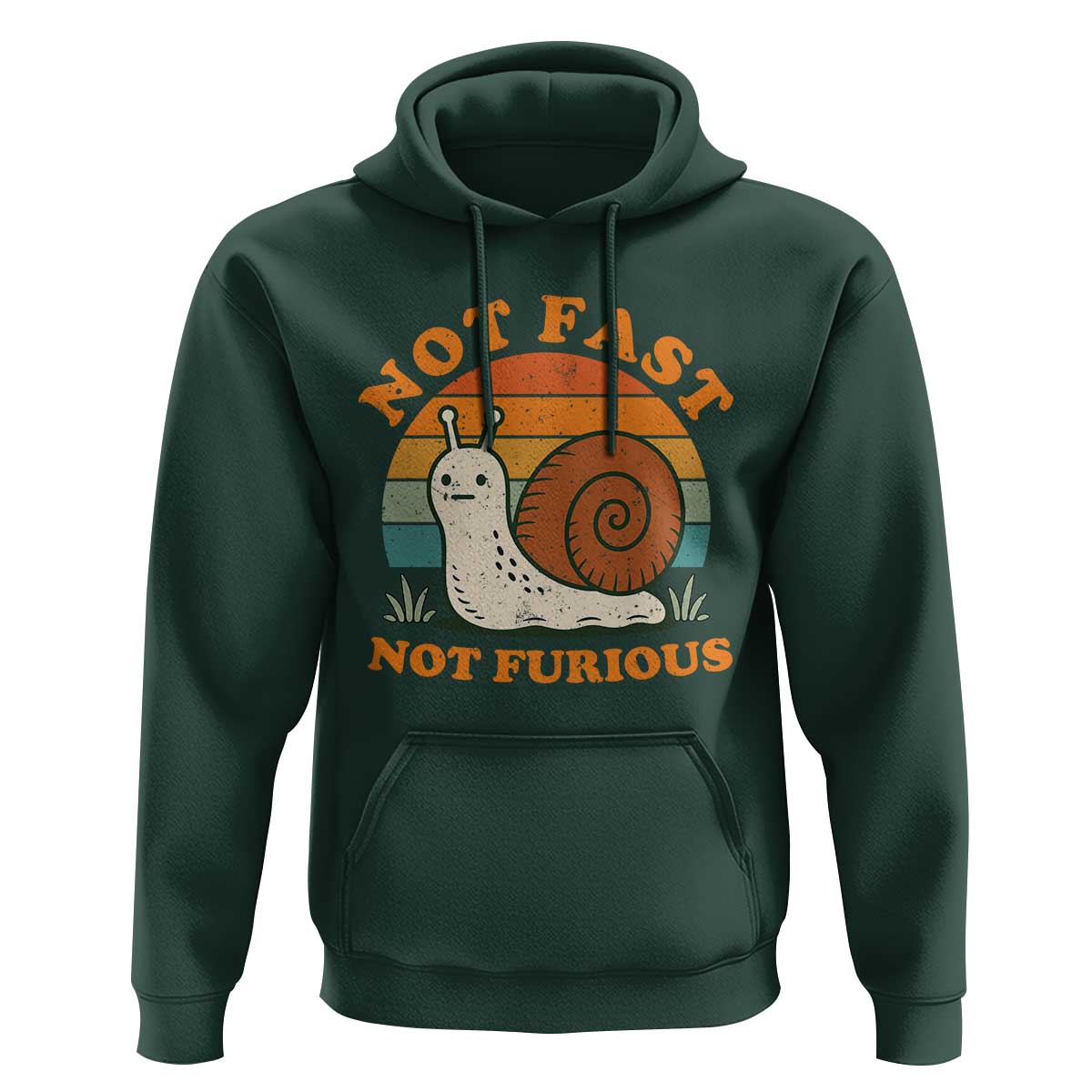 Funny Snail Introvert Slow Living Hoodie Not Fast Not Furious Retro Sunset