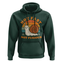 Funny Snail Introvert Slow Living Hoodie Not Fast Not Furious Retro Sunset