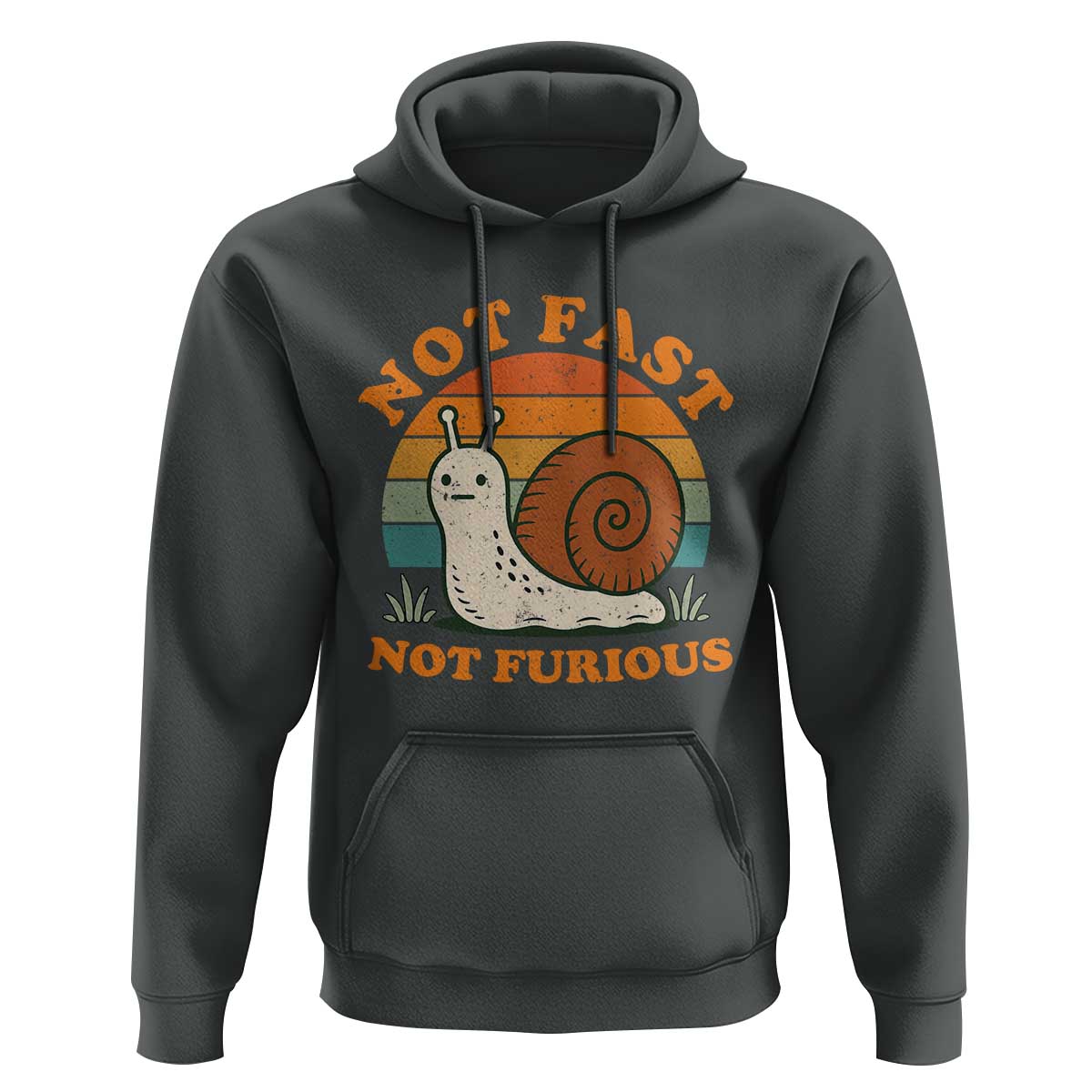 Funny Snail Introvert Slow Living Hoodie Not Fast Not Furious Retro Sunset