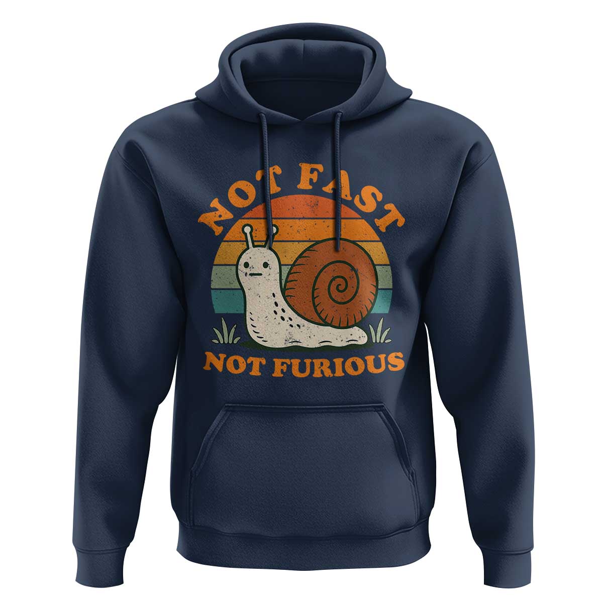 Funny Snail Introvert Slow Living Hoodie Not Fast Not Furious Retro Sunset