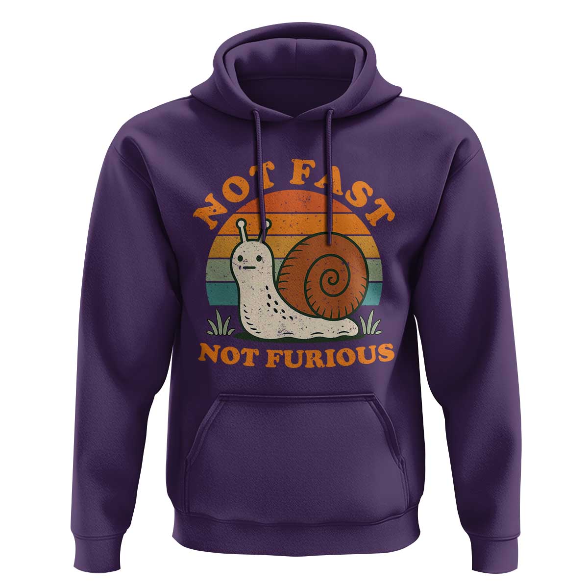 Funny Snail Introvert Slow Living Hoodie Not Fast Not Furious Retro Sunset