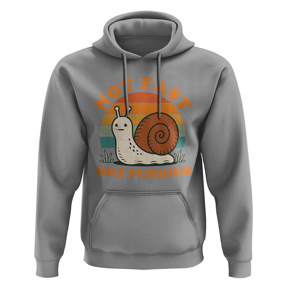 Funny Snail Introvert Slow Living Hoodie Not Fast Not Furious Retro Sunset