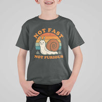 Funny Snail Introvert Slow Living T Shirt For Kid Not Fast Not Furious Retro Sunset