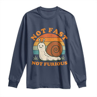 Funny Snail Introvert Slow Living Long Sleeve Shirt Not Fast Not Furious Retro Sunset