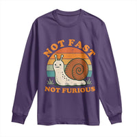 Funny Snail Introvert Slow Living Long Sleeve Shirt Not Fast Not Furious Retro Sunset