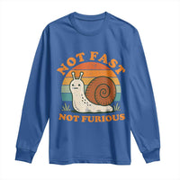 Funny Snail Introvert Slow Living Long Sleeve Shirt Not Fast Not Furious Retro Sunset