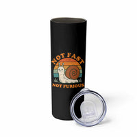 Funny Snail Introvert Slow Living Skinny Tumbler Not Fast Not Furious Retro Sunset