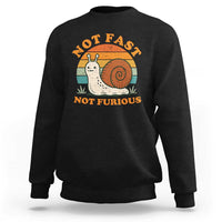 Funny Snail Introvert Slow Living Sweatshirt Not Fast Not Furious Retro Sunset