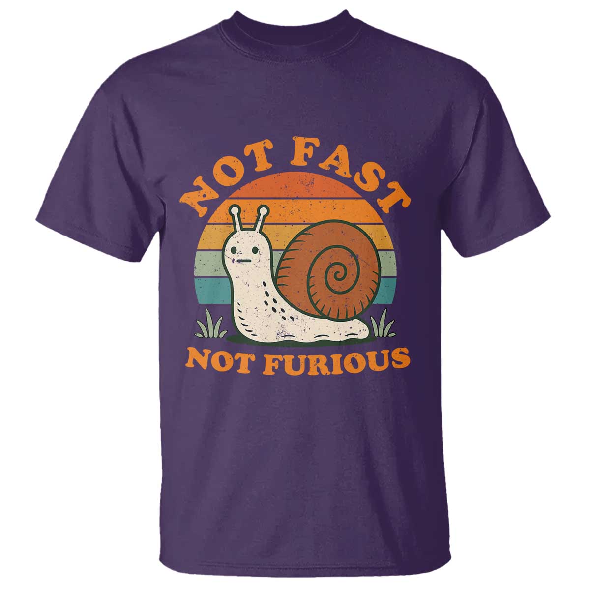 Funny Snail Introvert Slow Living T Shirt Not Fast Not Furious Retro Sunset