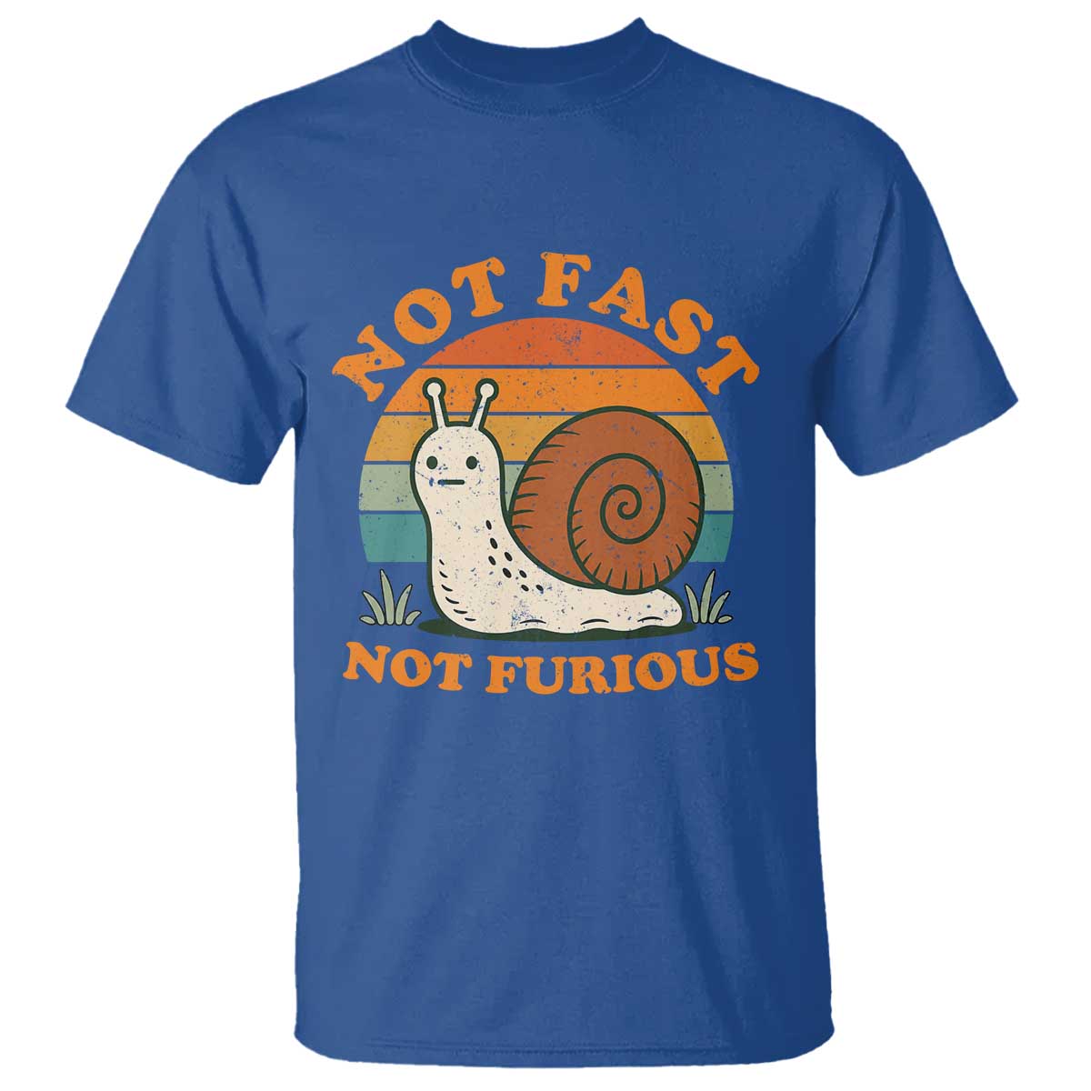 Funny Snail Introvert Slow Living T Shirt Not Fast Not Furious Retro Sunset