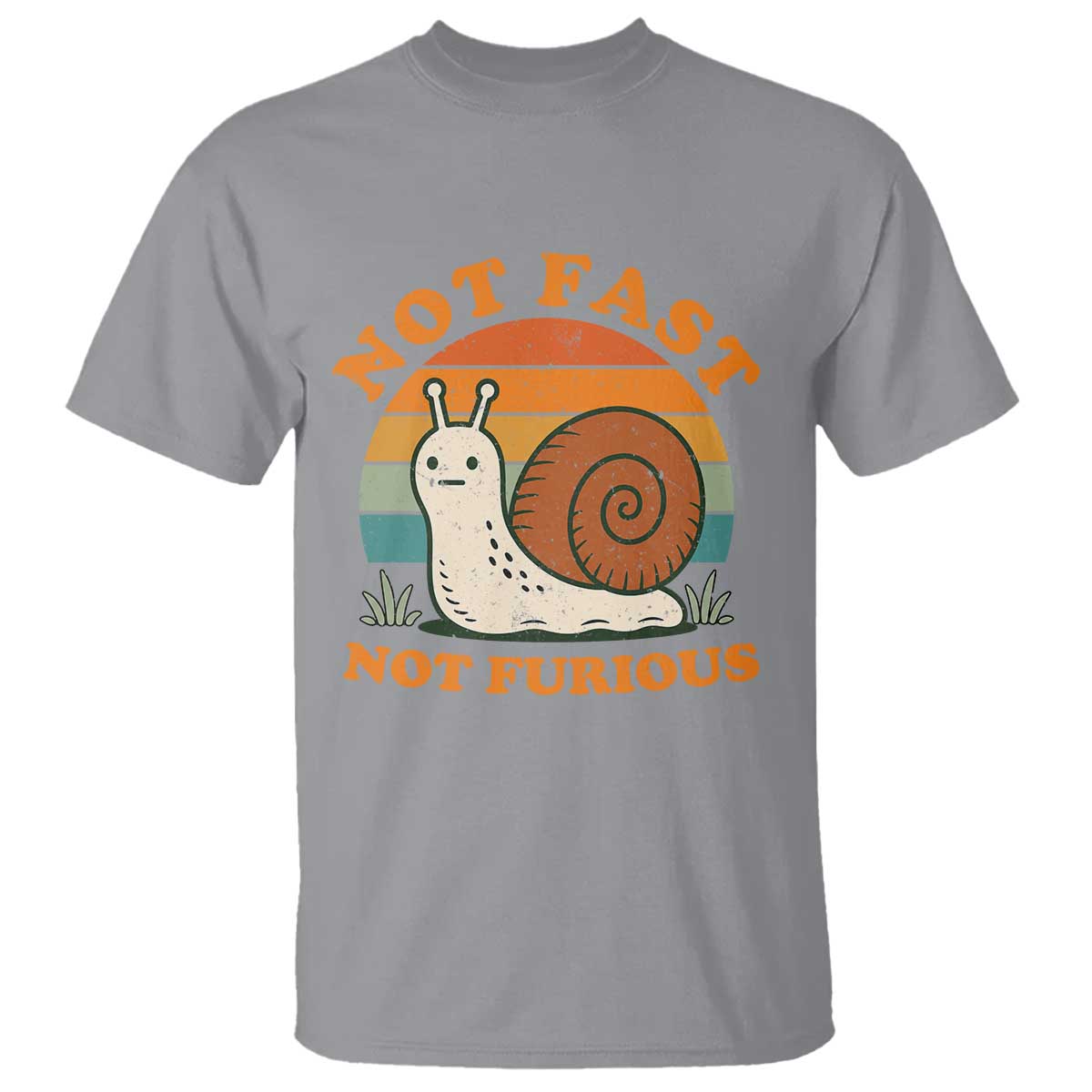 Funny Snail Introvert Slow Living T Shirt Not Fast Not Furious Retro Sunset