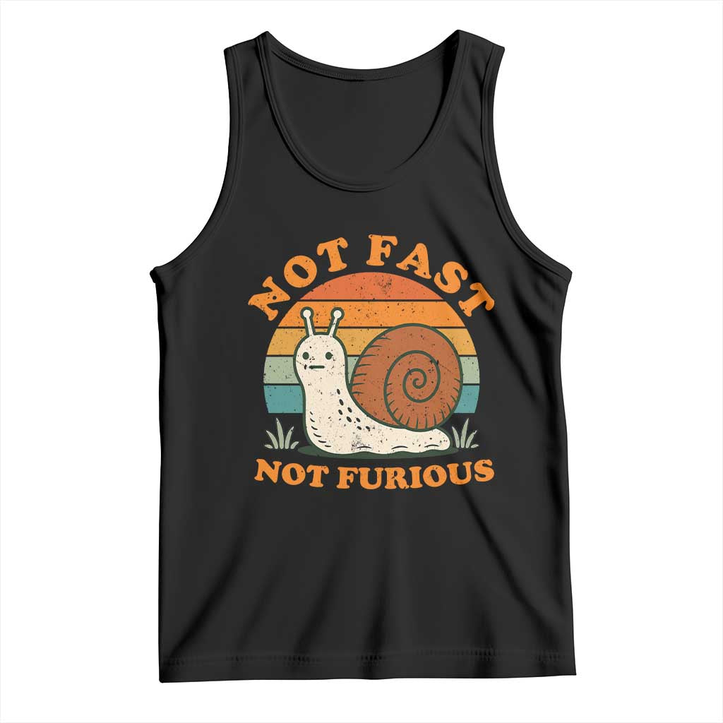 Funny Snail Introvert Slow Living Tank Top Not Fast Not Furious Retro Sunset