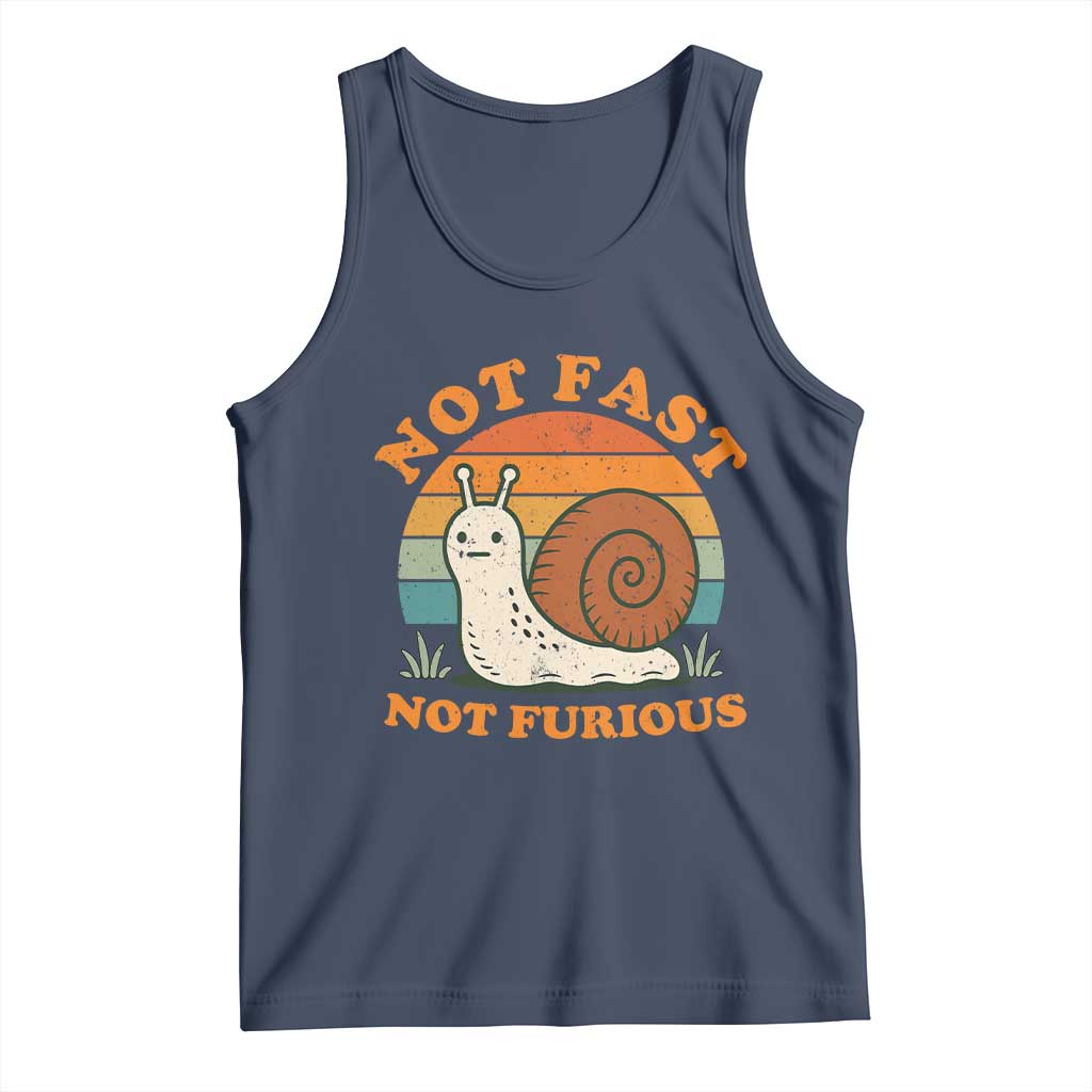 Funny Snail Introvert Slow Living Tank Top Not Fast Not Furious Retro Sunset