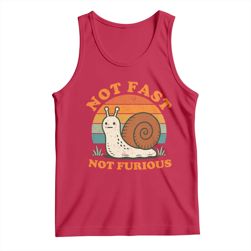 Funny Snail Introvert Slow Living Tank Top Not Fast Not Furious Retro Sunset