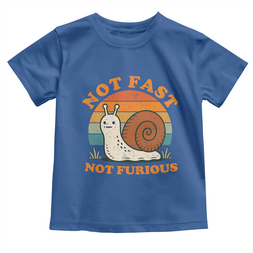 Funny Snail Introvert Slow Living Toddler T Shirt Not Fast Not Furious Retro Sunset