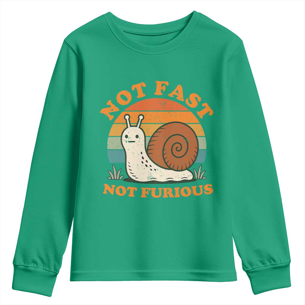 Funny Snail Introvert Slow Living Youth Sweatshirt Not Fast Not Furious Retro Sunset