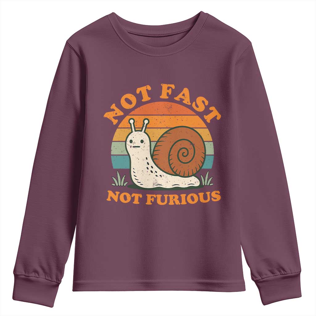 Funny Snail Introvert Slow Living Youth Sweatshirt Not Fast Not Furious Retro Sunset