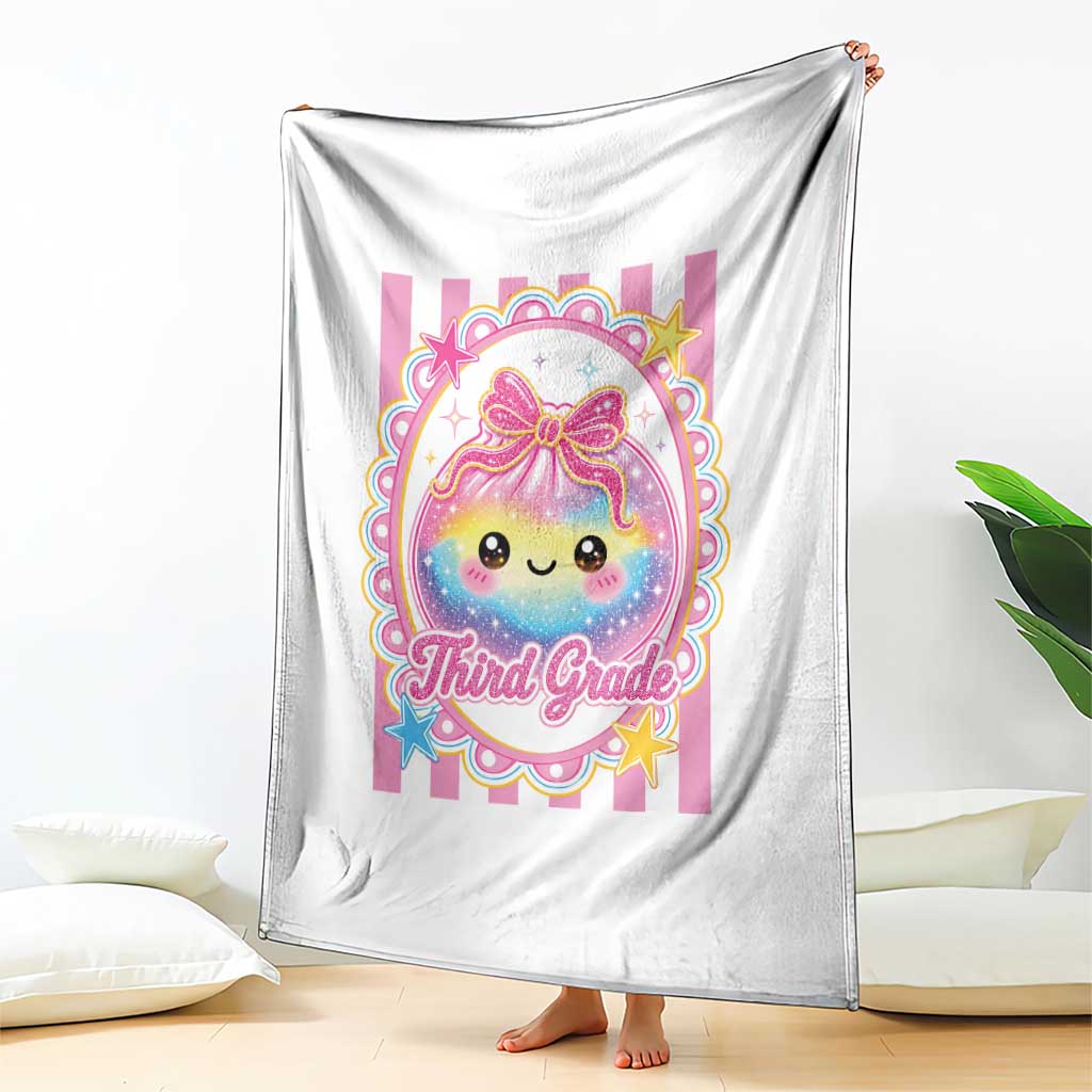 Kawaii Third Grade Glitter Dumpling Printed Graphic Throw Blanket Cute First Day Back To School for Students Teachers