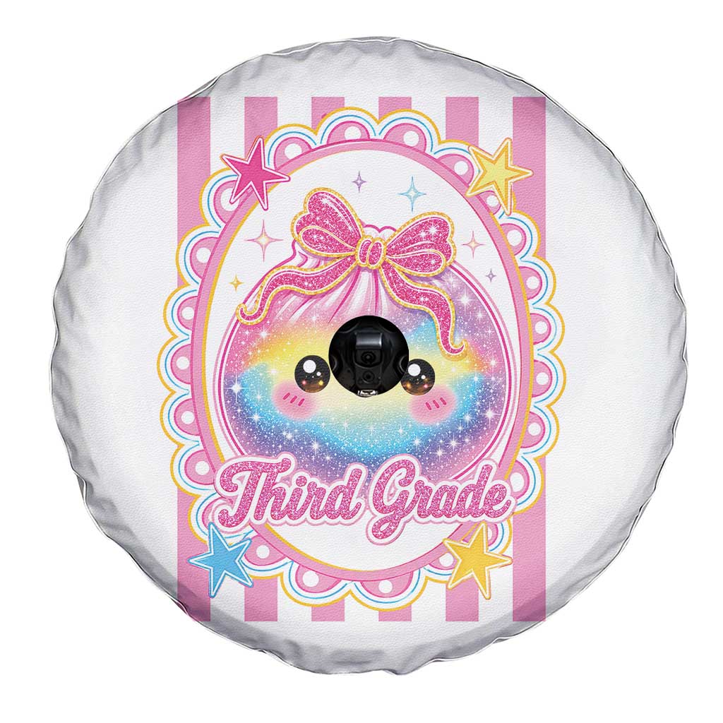 Kawaii Third Grade Glitter Dumpling Printed Graphic Spare Tire Cover Cute First Day Back To School for Students Teachers