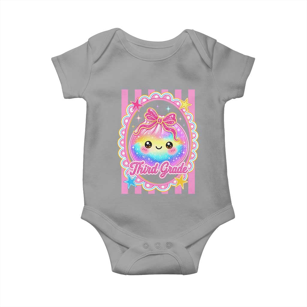 Kawaii Third Grade Glitter Dumpling Printed Graphic Baby Onesie Cute First Day Back To School for Students Teachers