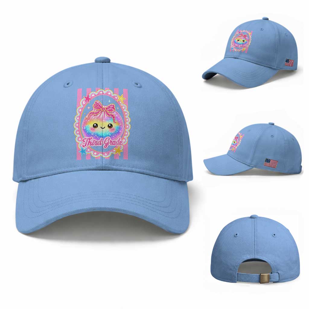 Kawaii Third Grade Glitter Dumpling Printed Graphic Baseball Cap Cute First Day Back To School for Students Teachers