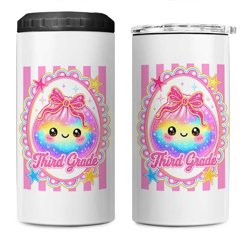 Kawaii Third Grade Glitter Dumpling Printed Graphic 4 in 1 Can Cooler Tumbler Cute First Day Back To School for Students Teachers