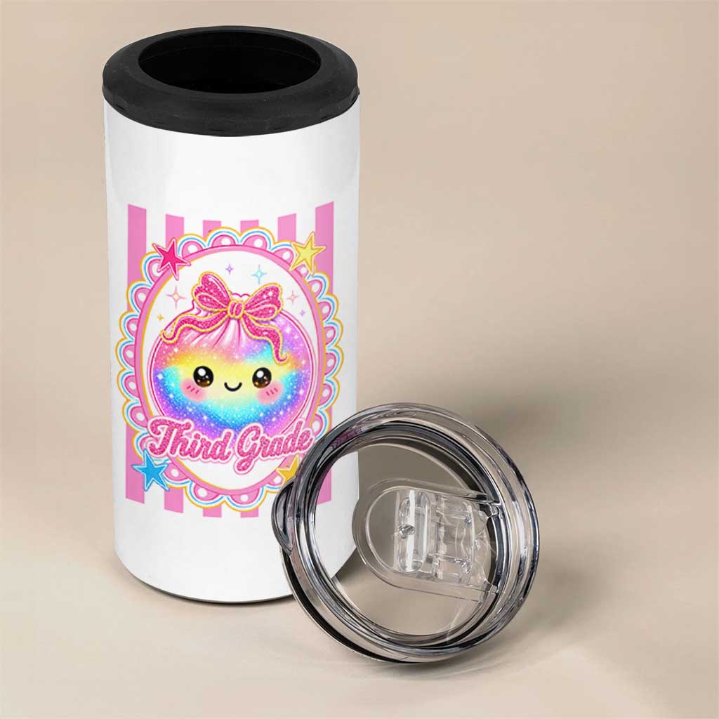 Kawaii Third Grade Glitter Dumpling Printed Graphic 4 in 1 Can Cooler Tumbler Cute First Day Back To School for Students Teachers