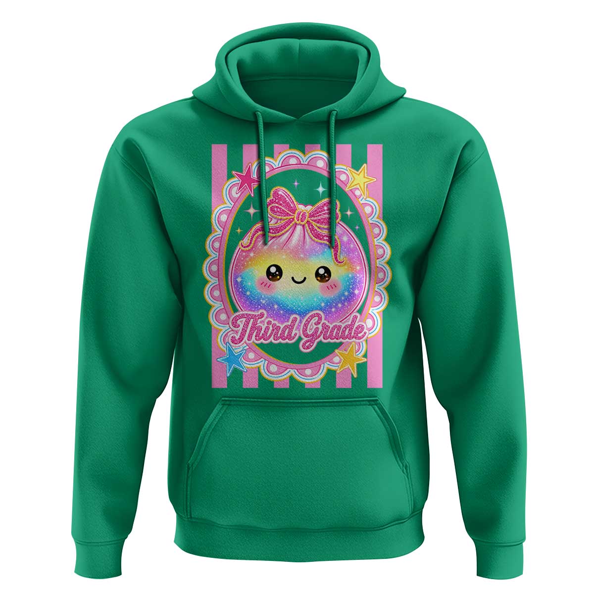 Kawaii Third Grade Glitter Dumpling Printed Graphic Hoodie Cute First Day Back To School for Students Teachers