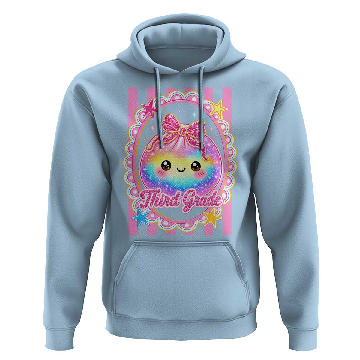 Kawaii Third Grade Glitter Dumpling Printed Graphic Hoodie Cute First Day Back To School for Students Teachers