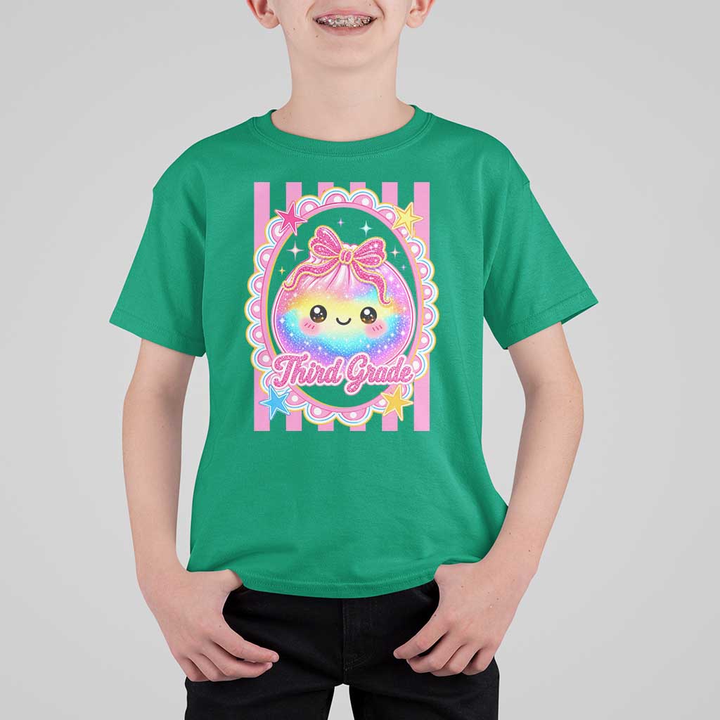Kawaii Third Grade Glitter Dumpling Printed Graphic T Shirt For Kid Cute First Day Back To School for Students Teachers