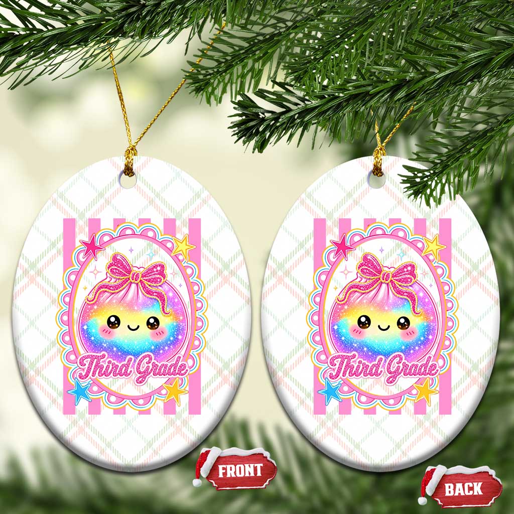 Kawaii Third Grade Glitter Dumpling Printed Graphic Ceramic Ornament Cute First Day Back To School for Students Teachers