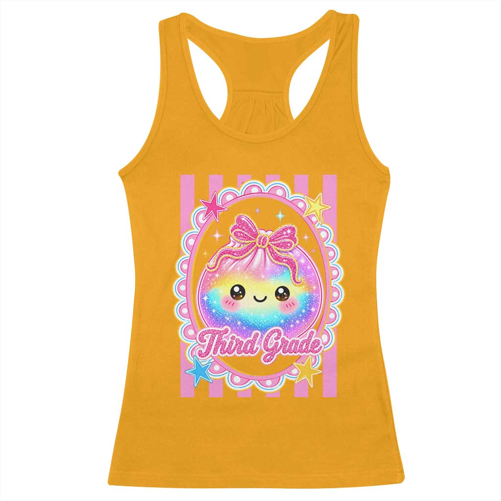 Kawaii Third Grade Glitter Dumpling Printed Graphic Racerback Tank Top Cute First Day Back To School for Students Teachers