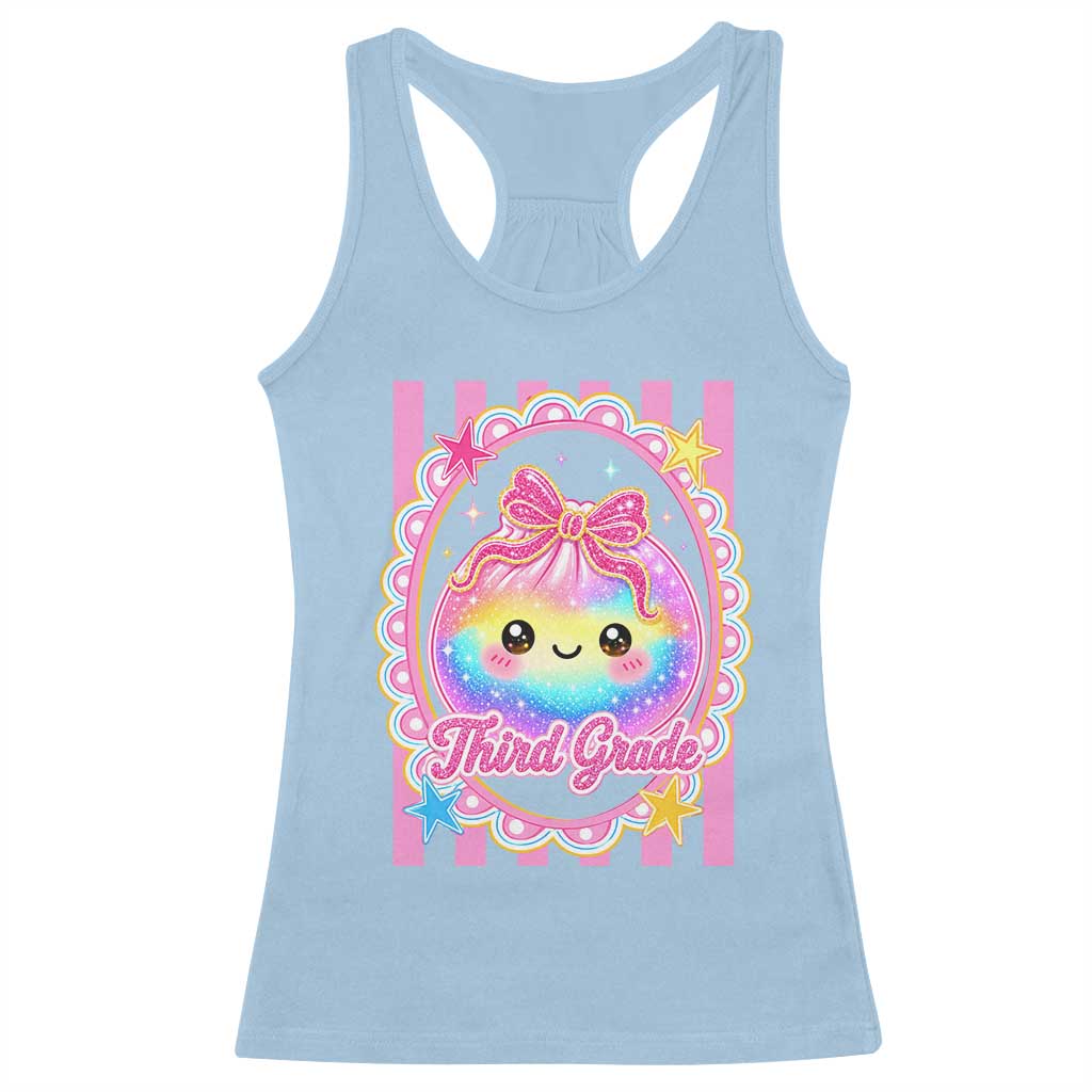 Kawaii Third Grade Glitter Dumpling Printed Graphic Racerback Tank Top Cute First Day Back To School for Students Teachers